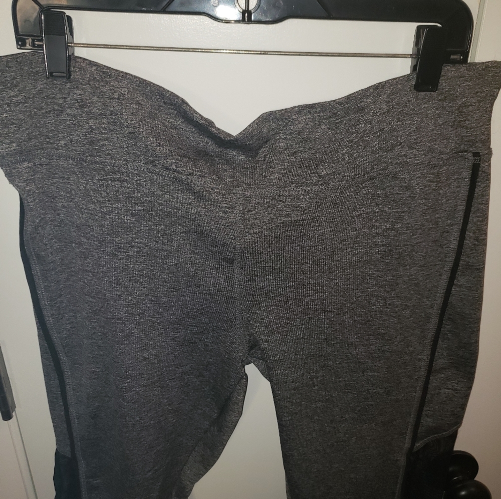 S2 1x grey sheer mesh inset athletic yoga leggings - Picture 8 of 13